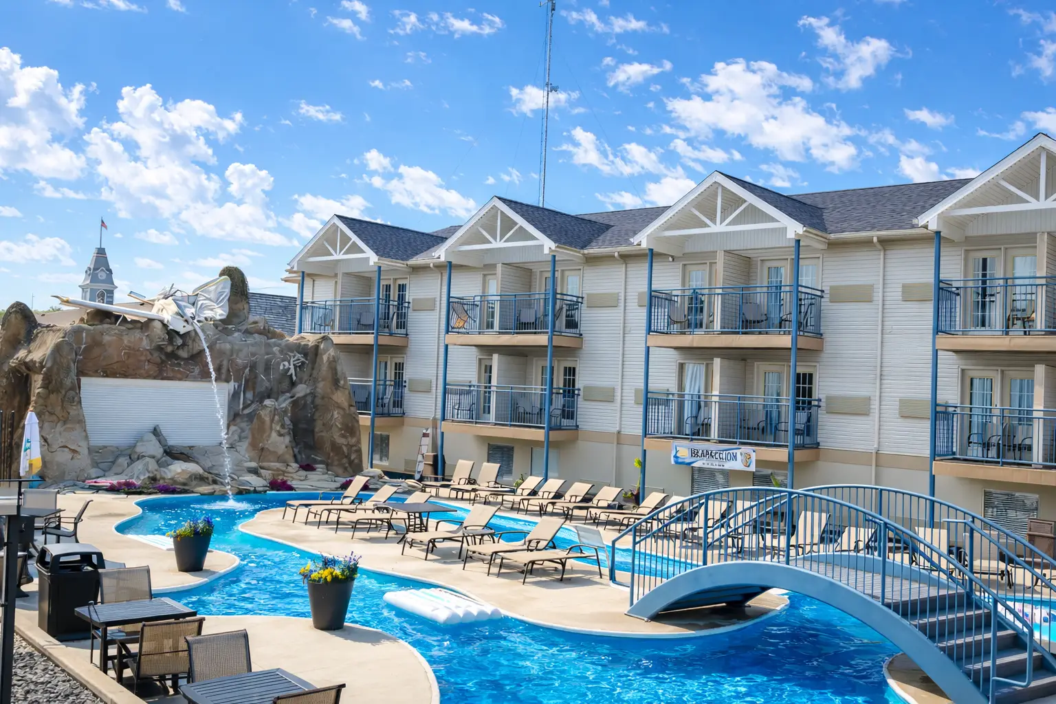 Lazy river with sun chairs